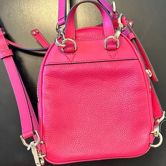 Michael Kors, hot pink leather backpack with gold studded details. NWOT. - Picture 4 of 6